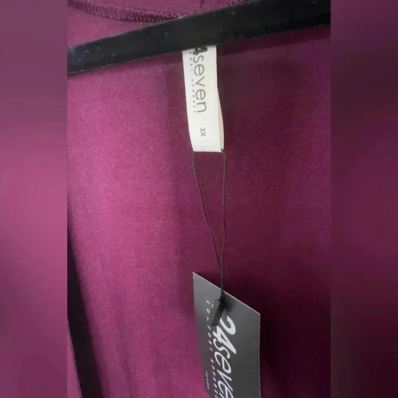 ☘️ NWT 24/7 Open Front 3/4 Sleeve Cardigan, Size 3X (16/18), Wine - Picture 5 of 6